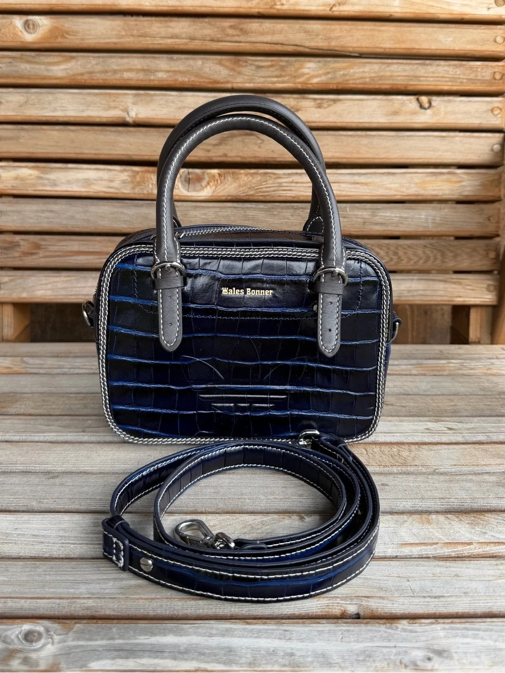 ADIDAS Men's x Wales Bonner Croc Print Bag in Collegiate Navy